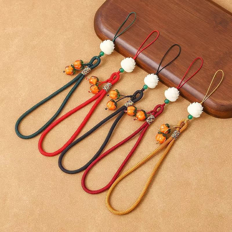 Persimmon Glazed Phone Charm & Anti-lost Keychain Lanyard