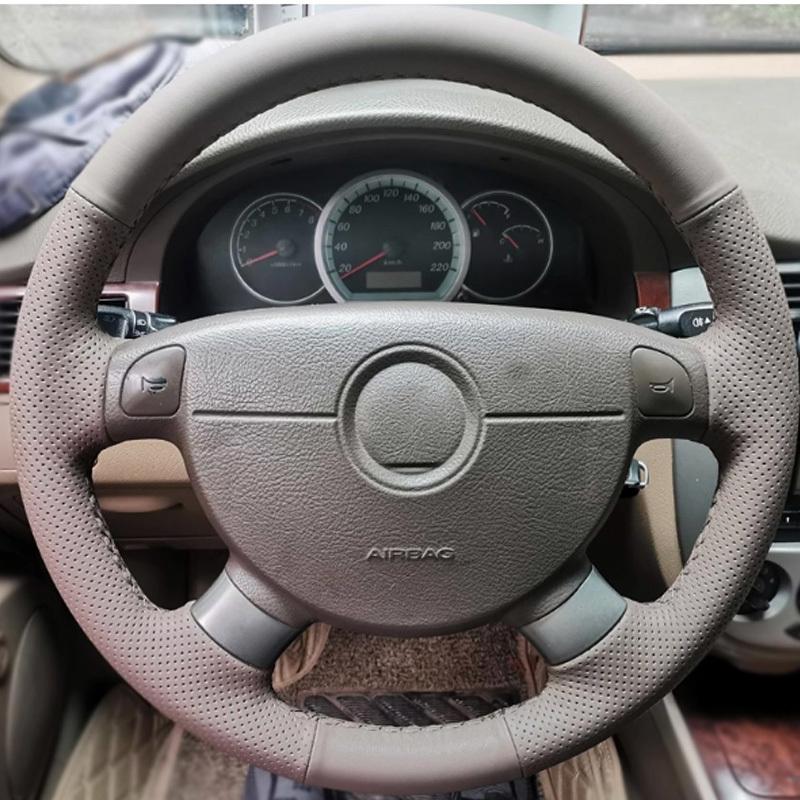 DIY Black Perforated Wooden leather Car Steering Wheel Cover for Chevrolet Lova Aveo Buick Excelle Daewoo Gentra 2013-2015