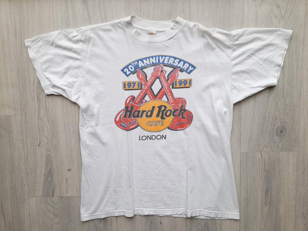 Maglietta Vintage Hard Rock London Cafe 1991, Maglietta Vintage Hard Rock Cafe 20° Anniversario 1991 Taglia Adulto L, Maglietta Hard Rock London Anni '90