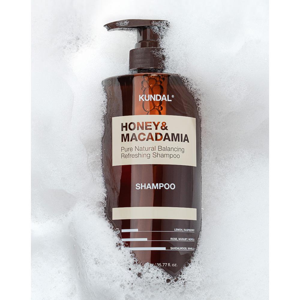 KUNDAL Shampoing Nature Miel et Macadamia Parfum Acacia Moringa, 1,058 L, 2 unités