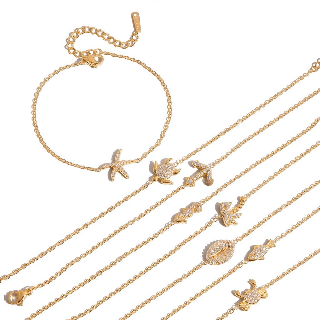 Quiet Chic Animal Resort Style 18K Gold Stainless Steel Zircon Ocean-Style Women's Bracelet Light Luxury High-End Cross-Border