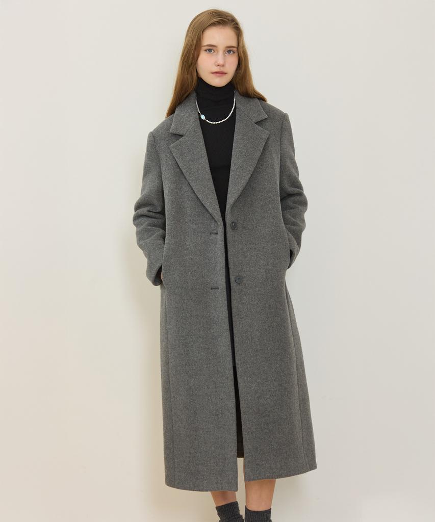 Nonlocal Single-Breasted Wool Classic Coat - Charcoal Gray