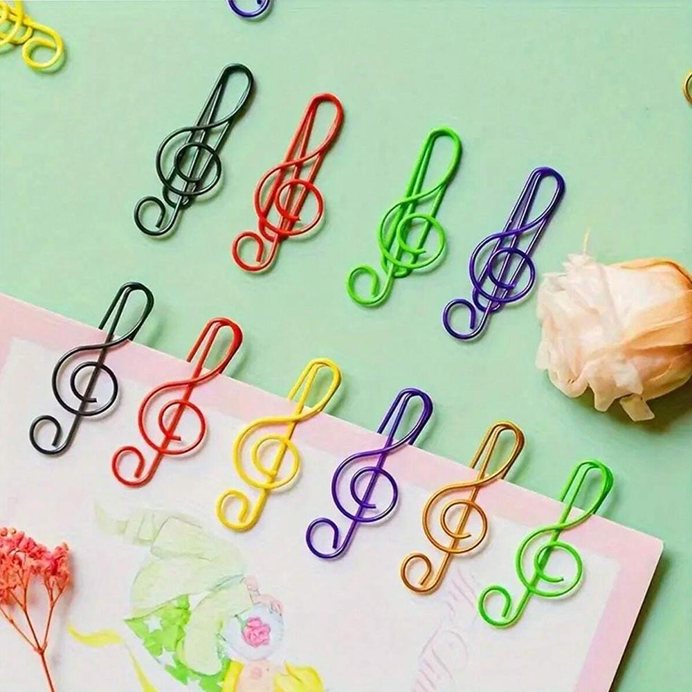 20 Pcs Metal Paper Clips Cat Dog Musical Notes Assorted Color Paperclips Bookmark Teacher Students Office Supplies