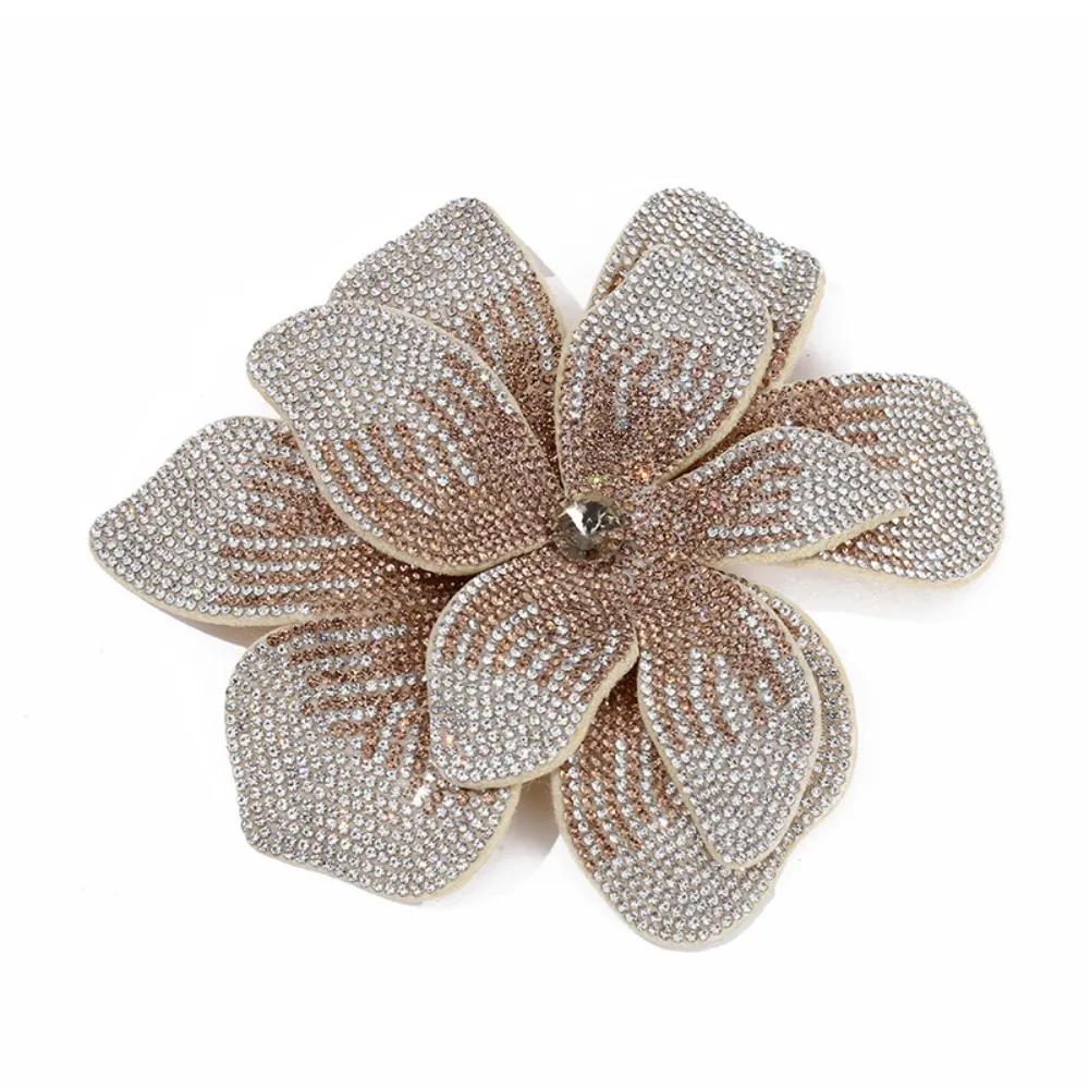 Three-dimensional Rhinestone Flower Patches Sparkling DIY Craft Sewing Supplies Sew-On Applique Embellishment