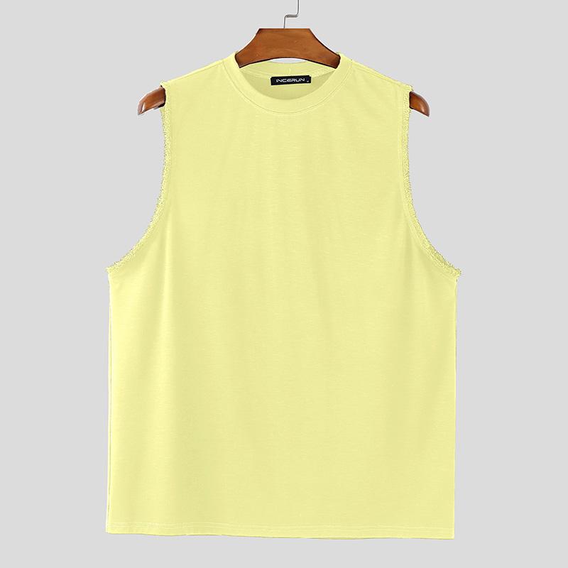 INCERUN Summer Men O Neck Tassel Sleeveless Casual Loose Tank Tops