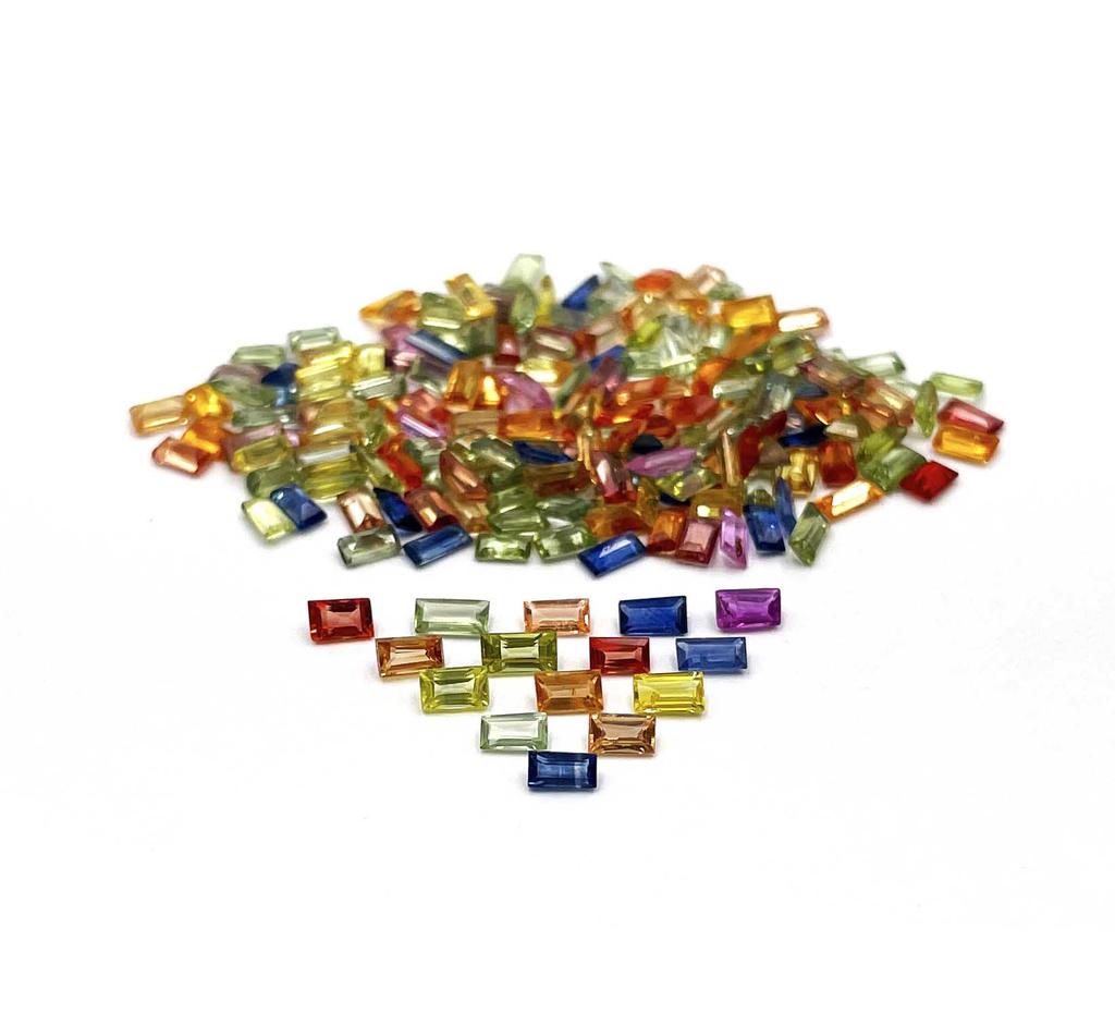 Natural Multi Sapphire Baguette Cut Loose Gemstone Lot 10 Pcs 1 CT For Jewelry Making