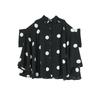 Black Vintage Polka Dot Print Blouse Women Lapel Short Sleeve Loose Casual Shirt Fashion Summer Clothes