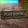 Vintage PLAYROOM Metal Wall Sign, 15.7x3.9in Pre-Drilled Rustic Tin Decor for Kitchen Porch