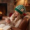 Comfortable Elastic Hat Christmas Elf Knitted Hat Ears And Fluffy Fur Ball Decor Soft Funny Cosplay Headwear Acrylic Striped Cap for Winter Festive