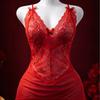 European and American Perspective Sexy Lingerie Mesh Lace Temptation Bow Suspender Pajamas Women