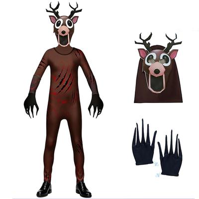 99 Nächte im Wald Hirsch Cosplay Overall Kinderkostüm Polyester Overall Maske Handschuhe Set Halloween Body Show Kleidung