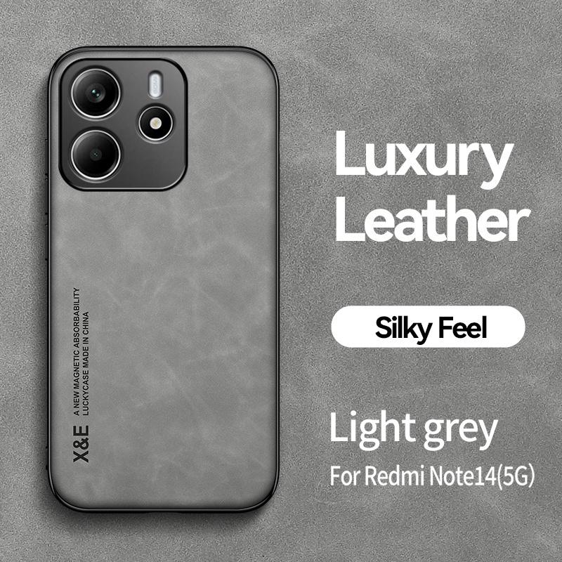 Funda For Xiaomi Redmi Note 14 5G Case Car Magnetic Holder Leather Back Cover For Redmy Note14 5G Soft Silicone Shockproof Coque