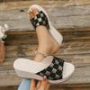 Women's Wedge Single Strap Sandals, Floral Platform Summer Slides