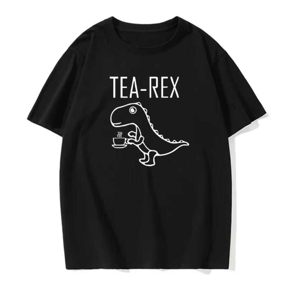 Men's Summer T-Shirt Tea Overlord Funny Dinosaur Drink Coffee T-Shirt Fashion Casual T-Shirt High Quality Streetwear Top T-Shirt