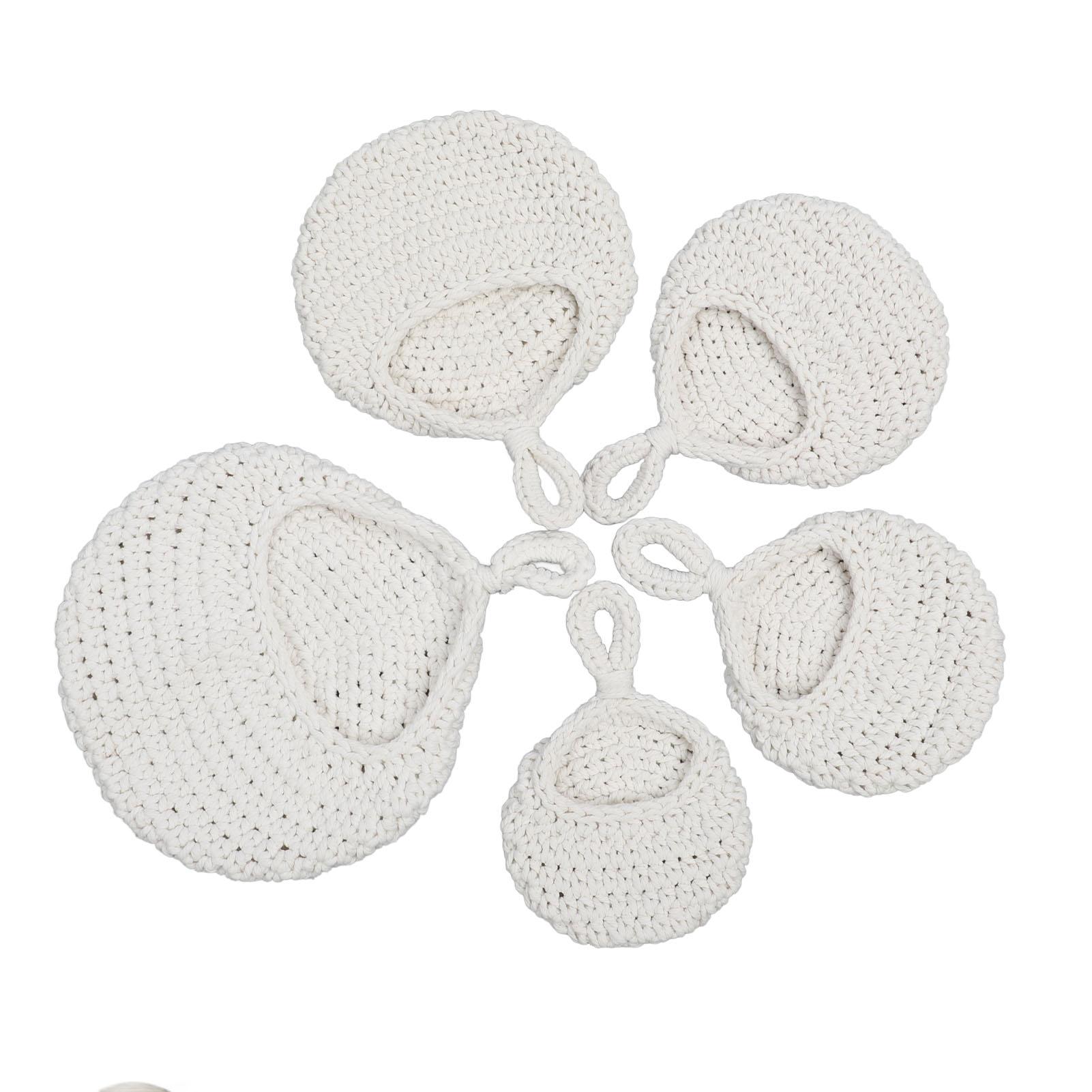 

5pcs Handwoven Hanging Storage Baskets Cotton Rope Bohemian Style Wall Mounted Organizer for