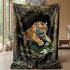 Tiger in Tropical Jungle Theme blanket Lightweight Warm Flannel Blanket Decorative Throw Blanket for Home Decoration