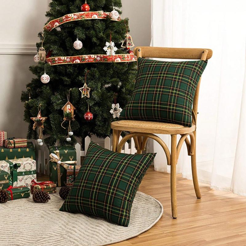 Scottish Plaid Pattern Pillowcase, Cushion Cover, Classic Cottage Outdoor Square Cushion Cover Suitable For Home Decoration In Living Room Sofas