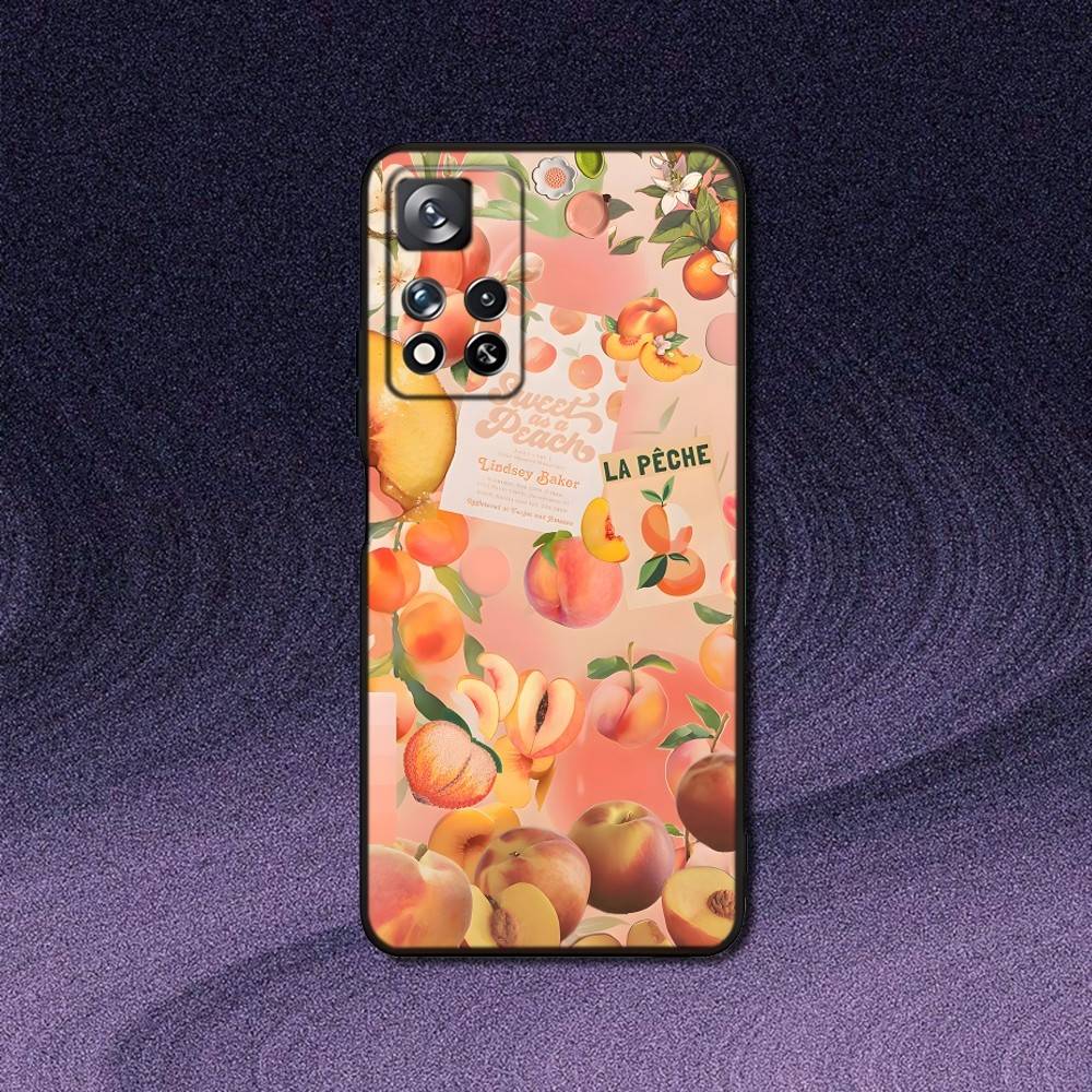 Peach Peachy Cute Phone Case For Samsung S10,S21,FE,S21,Note 20,10 S25,S24,S23,Ultra,S9,S22,Plus Soft Silicone Black Cover