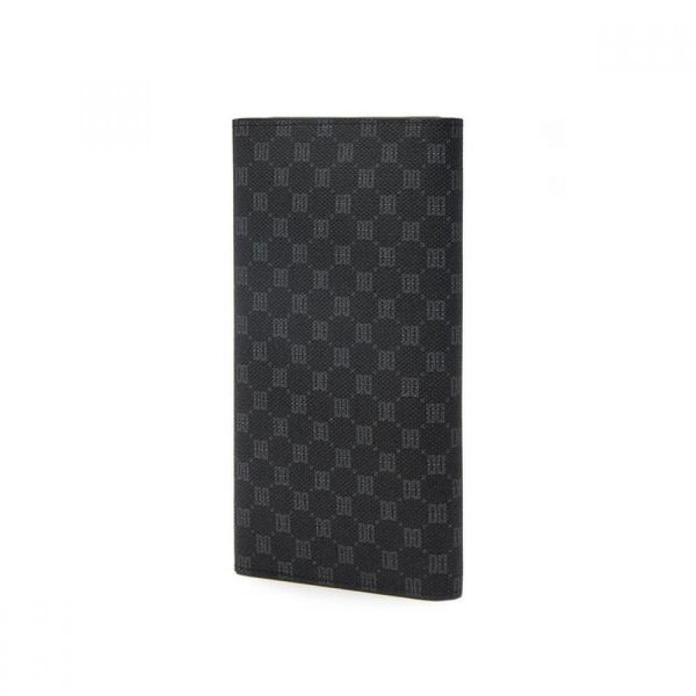 Daks Black Leather Logo Pattern Long Wallet Dbwa2f121