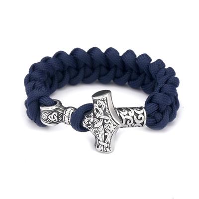 Noorse Mythologie Roestvrij Staal Viking Thor's Hamer Paracord Armband Kielknoop Armband