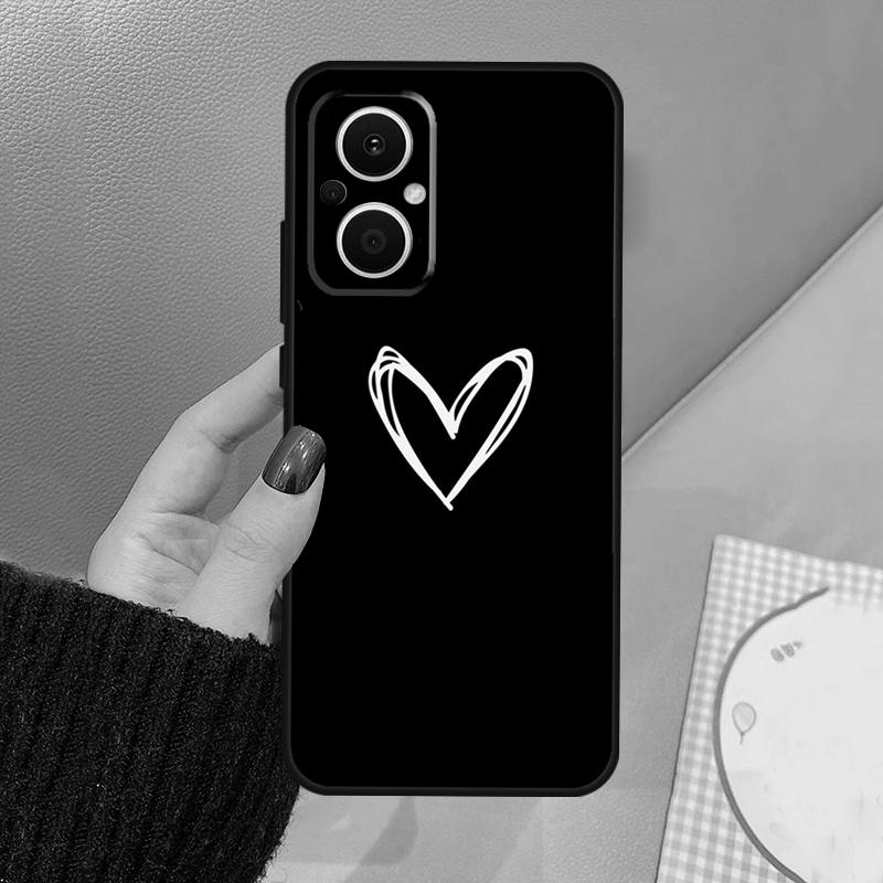 Cute Pretty Little White Heart Funda For OPPO Reno 12 F 11F 13F 14F 10 13 14 15 Pro 7 8 Lite OPPO Find X8 X6 X5 X9 Pro Case