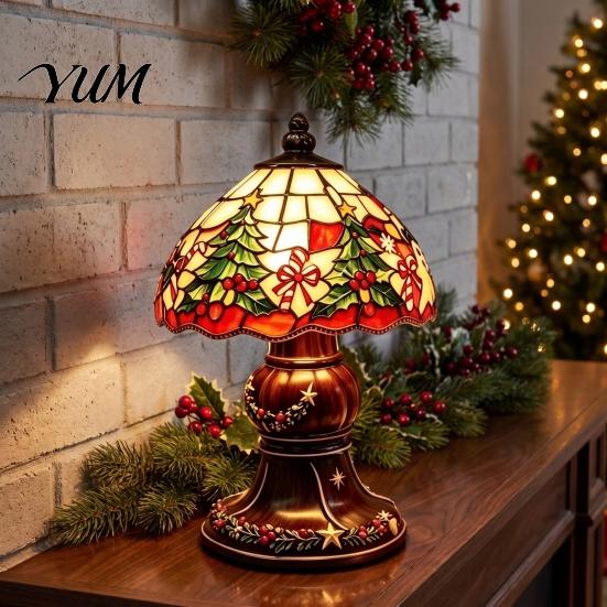 Living Room Ornaments Christmas Lighted Table Lamp, Santa Claus Reindeer Small Holiday Keepsakes Desktop Ornament for Bedroom Indoor Home Decor