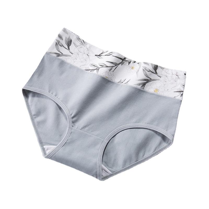 Hoch taillierte, große, bedruckte Baumwollunterwäsche, nahtlose und atmungsaktive Dreiecksunterwäsche für Mädchen