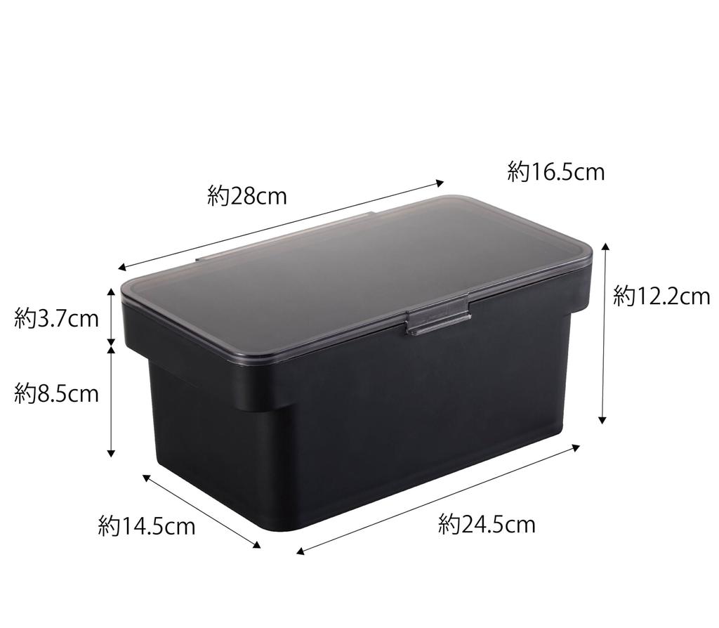 Yamazaki Jitsugyo Airtight Pet Food Stocker 1.5kg with Measuring Cup Black Approximately W28 x D16.5 x H12.2cm (When lid is open Approximately