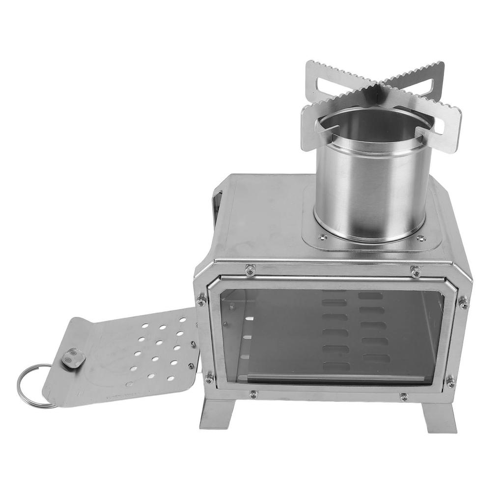Wood Burning Stove with Drawer Ash Tray Multifunctional Firewood Stove for Outdoor Cooking Camping