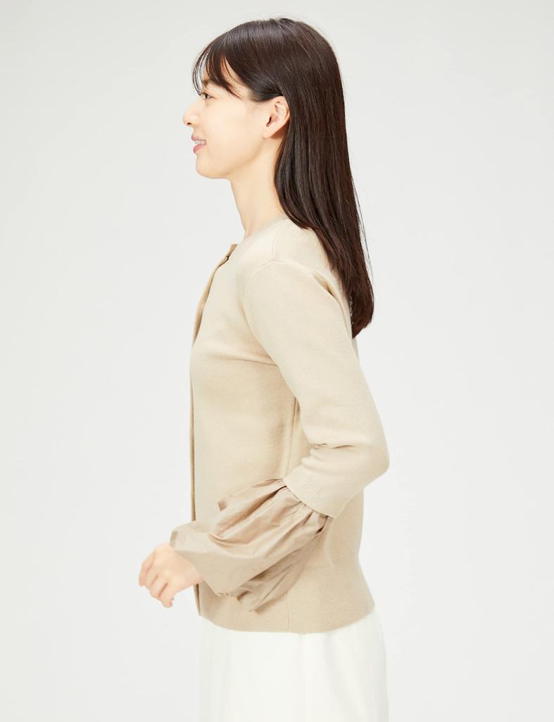 Mira Owen Knit Cardigan with Balloon BEG 0 Cuffs, 09WND224139, Women's,