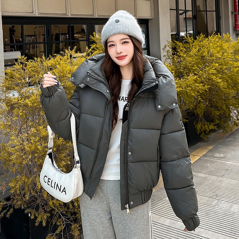 2025 winter new new hooded cotton jacket short warm sleeve label jacket