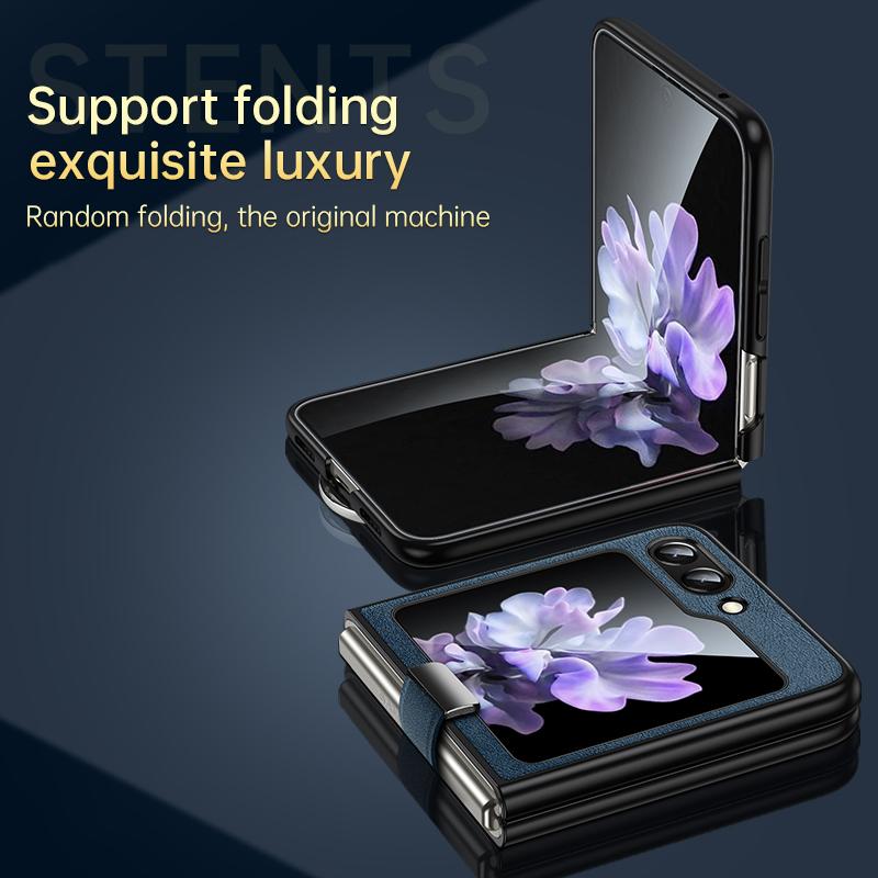 SULADA Fashion Series for Samsung Galaxy Z Flip5 5G Phone Case PU Leather+PC Wristband Kickstand Protective Cover