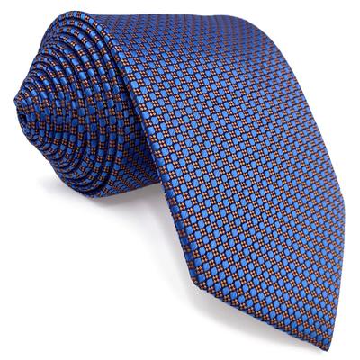 [S&W SHLAX&WING] Blue-Orange Men's Tie, Geometric Pattern, Elegant, Business Use, Extra Long (160cm)