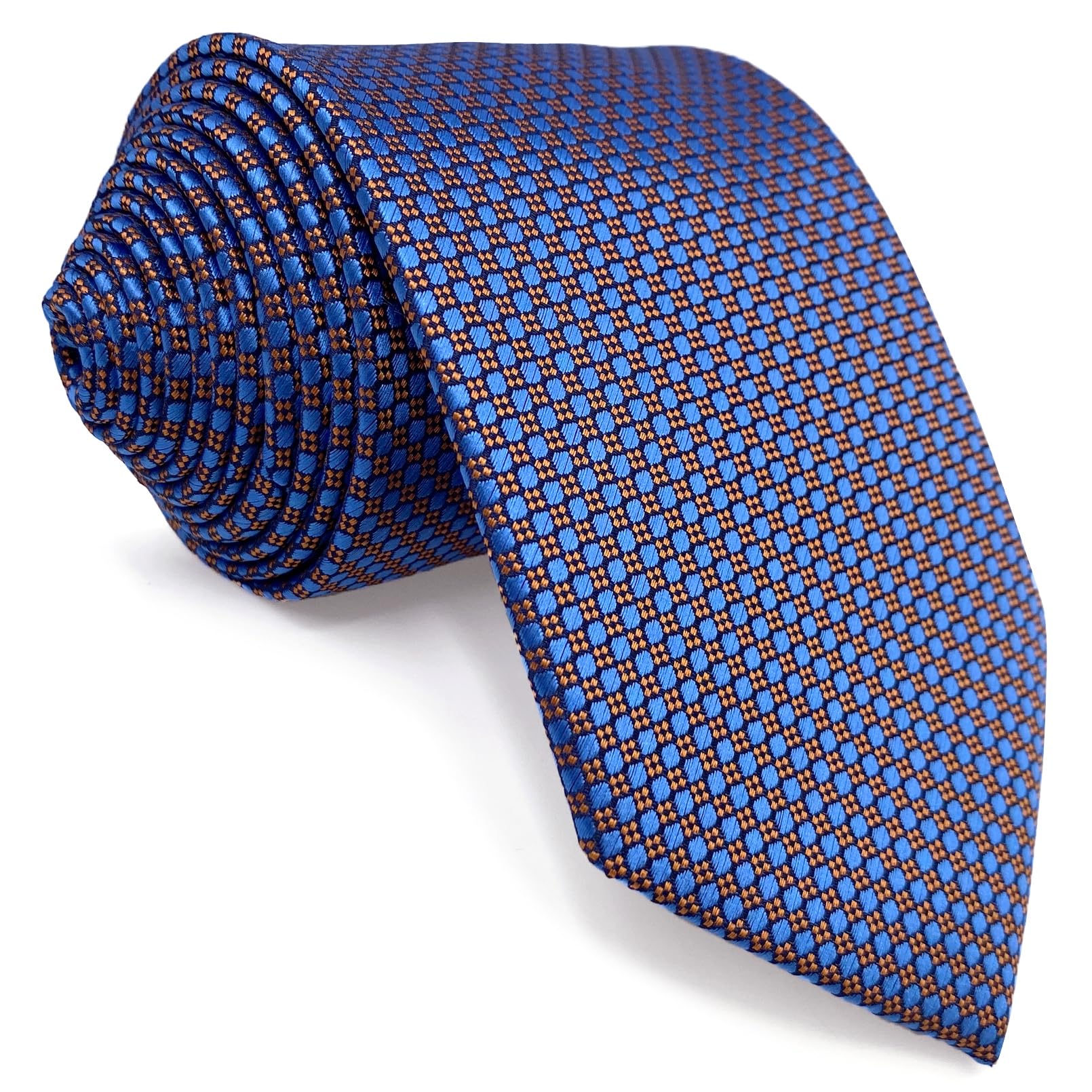 [S&W SHLAX&WING] Blue-Orange Men s Tie, Geometric Pattern, Elegant, Business Use, Extra Long (160cm)