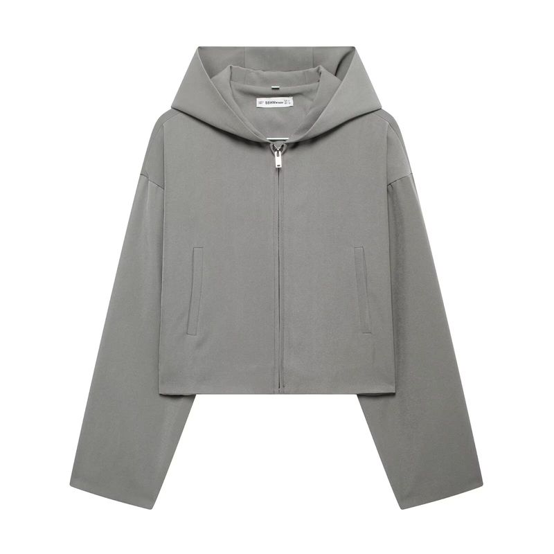 

Araltay New Arrival Fashion Style Women s Clothing Fashion All-Match Minimalist Hooded Short Jacket 4749746 Gray S
