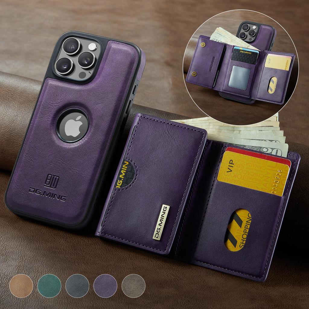 Luxury Detachable Magnetic Leather Phone Wallet Case Stand For iPhone 17 Air 16 15 Plus 13 12 Pro Max Samsung S26 S25 S24 Ultra Google Card Slot Cover