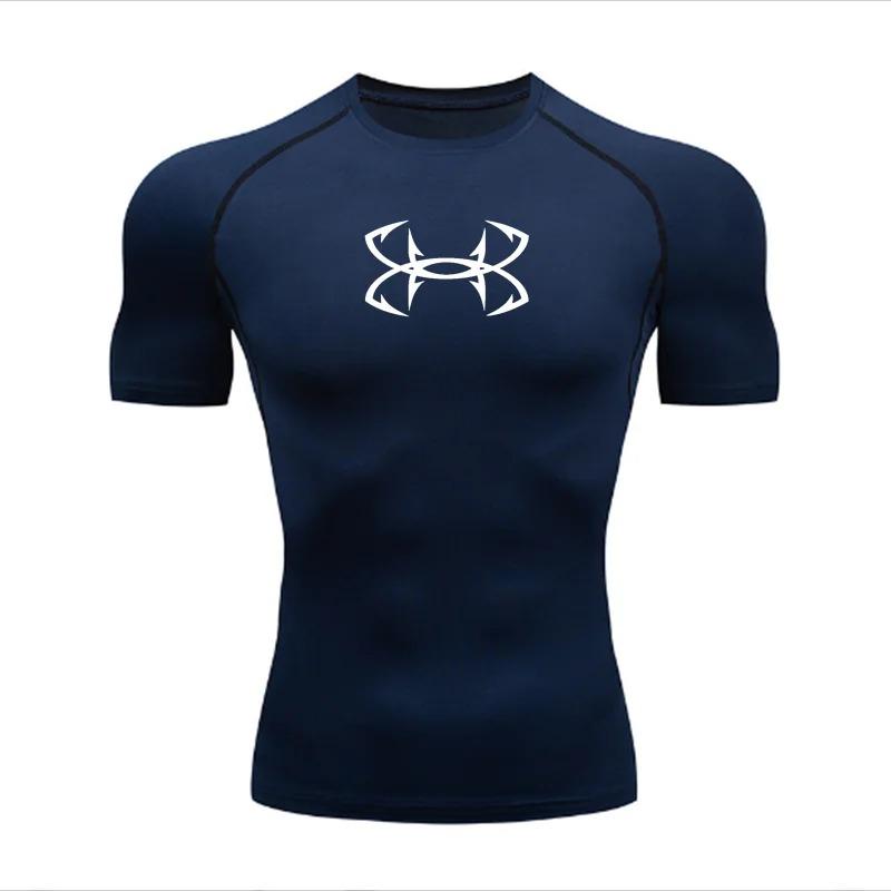 Tight T-shirt for Men's Short Sleeve Sports Fitness Running Sporter Gym Fashion Drying Workout High Elasticity Breathable Sweat-Resistant