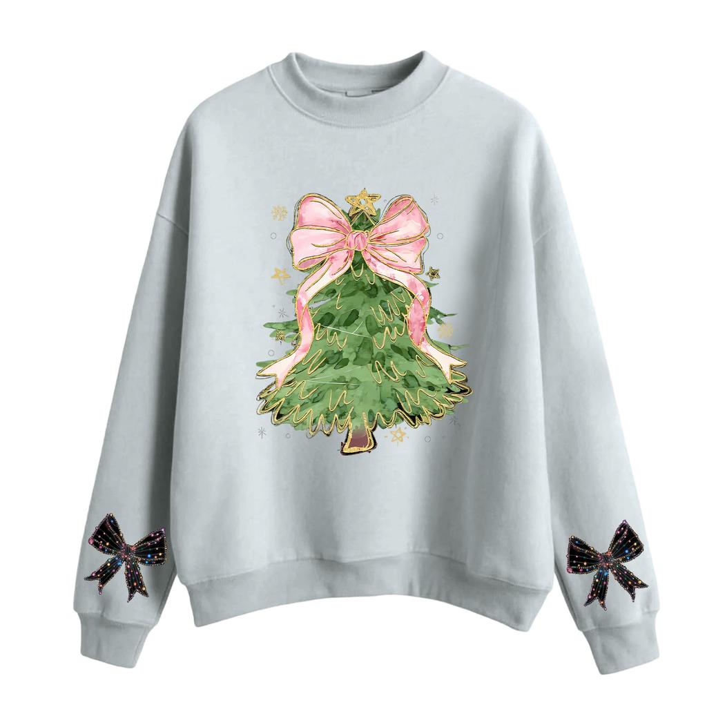 Women's Fashion Casual Round Neck Long Sleeve Christmas Printed Sweatshirt
