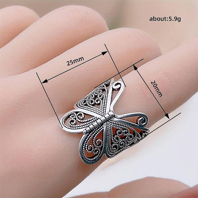 Huitan Hollow Butterfly Ring for Women Anti CopperColor Animal Accessories for Wedding Party Fashion Lady Daily Metal Jewelry