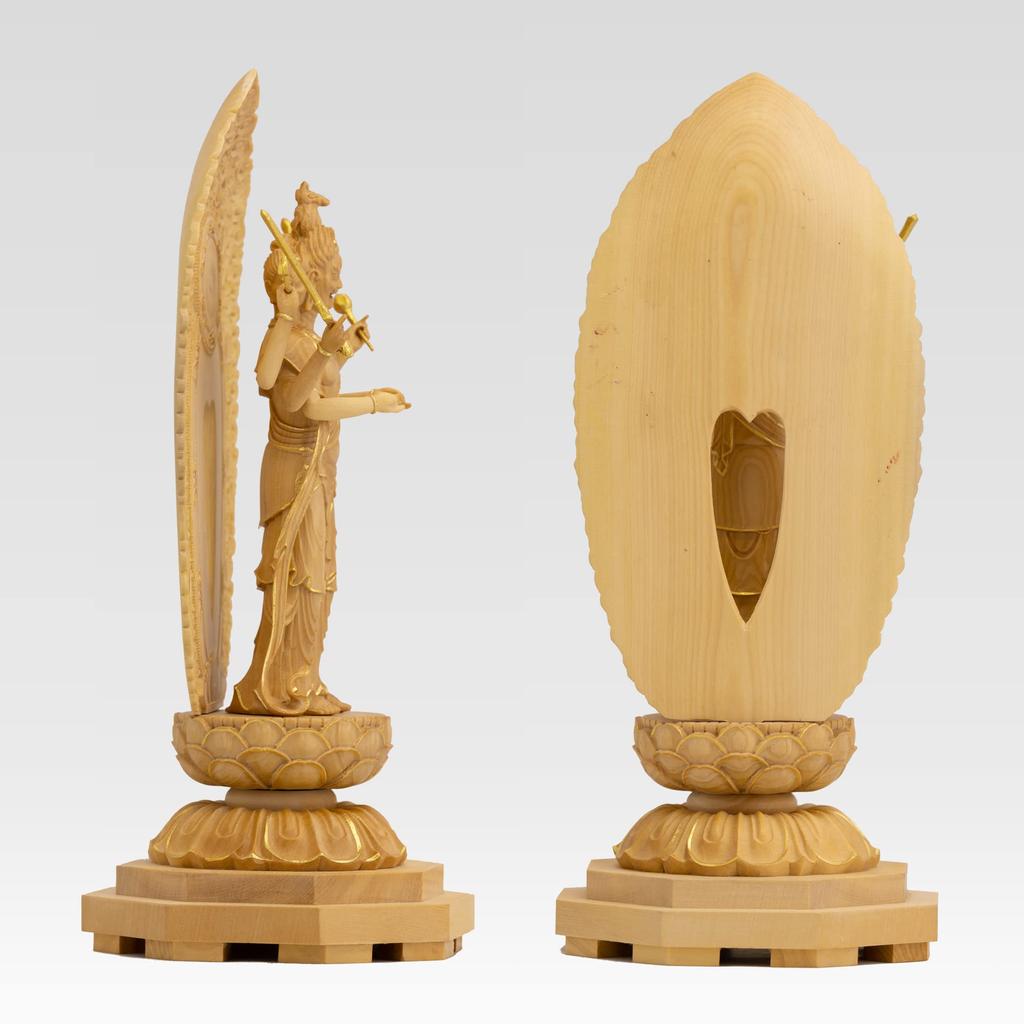 Drobný Buddha Bato Kannon ze zlaté hlíny Kanzeon Bódhisattvy Buddhy, socha, dřevořezba, ozdoba Batou Kannon 14,2 cm (Dřevěný buxus, povrchová úprava) _ (GSB