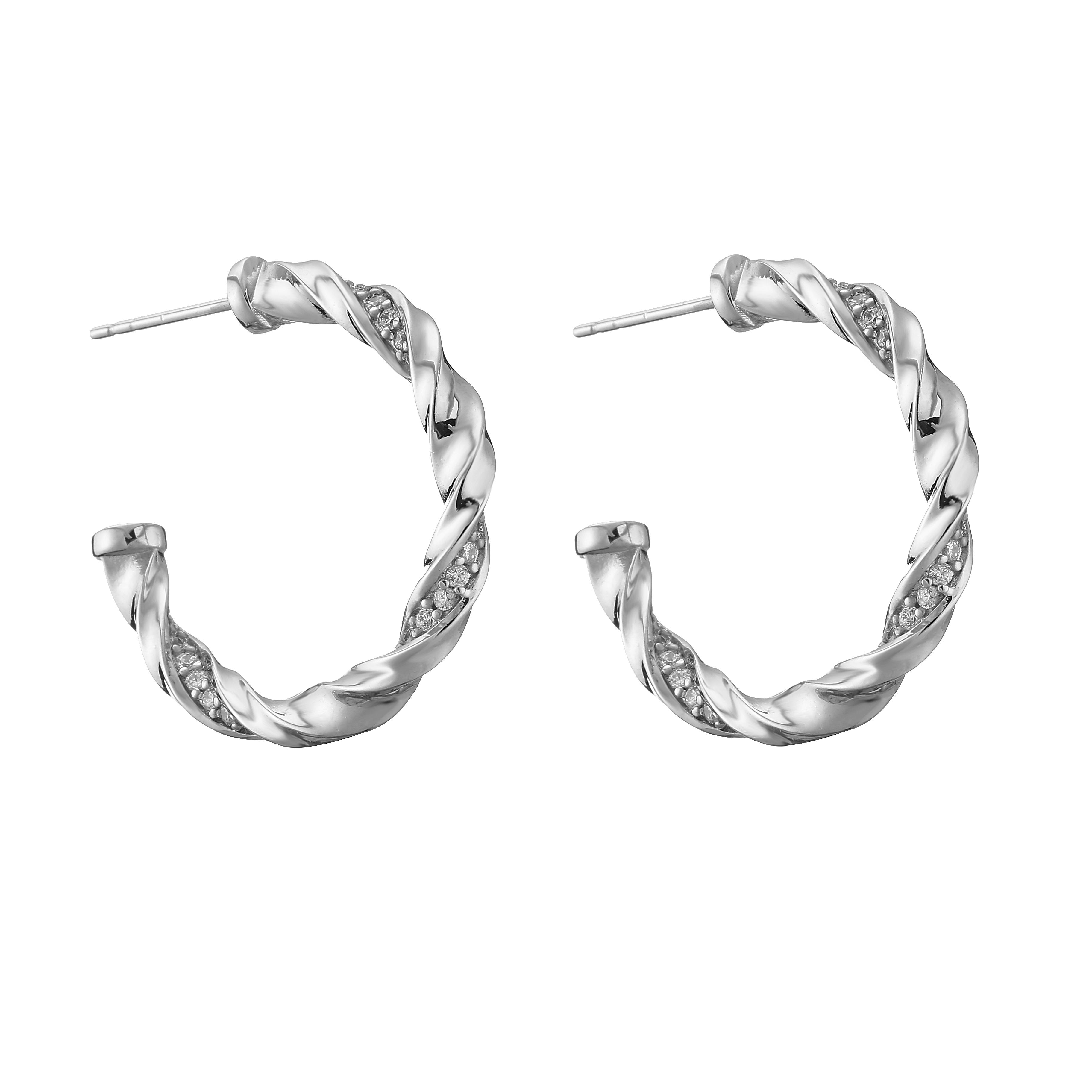 

HECHENG,Twisted cz Temperament Women Earrings ,18K Plated Small Big Hoop Brass Ear Stud for Woemn,Wholesale Gift