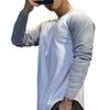 Men's Color-Block Round Neck Long-Sleeve Base Shirt for Autumn & Winter Fitness and Casual Basketball Style