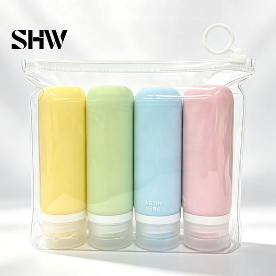 Travel Size Liquid Bottles 1/4Pcs Silicone Bottle for Toiletries, Leak Proof Container, Empty Cosmetic Refillable Squeeze Bottle, Essentials