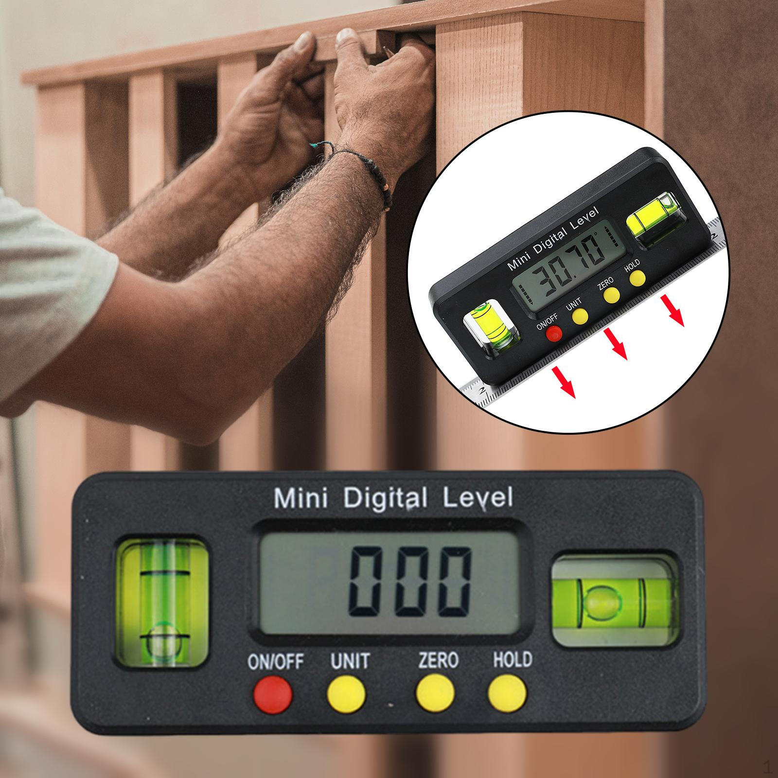 

Digital , Measuring Tool, Portable Accurate Angle Bubble Inclinometer for Industrial Household, 10cmx4.1cm