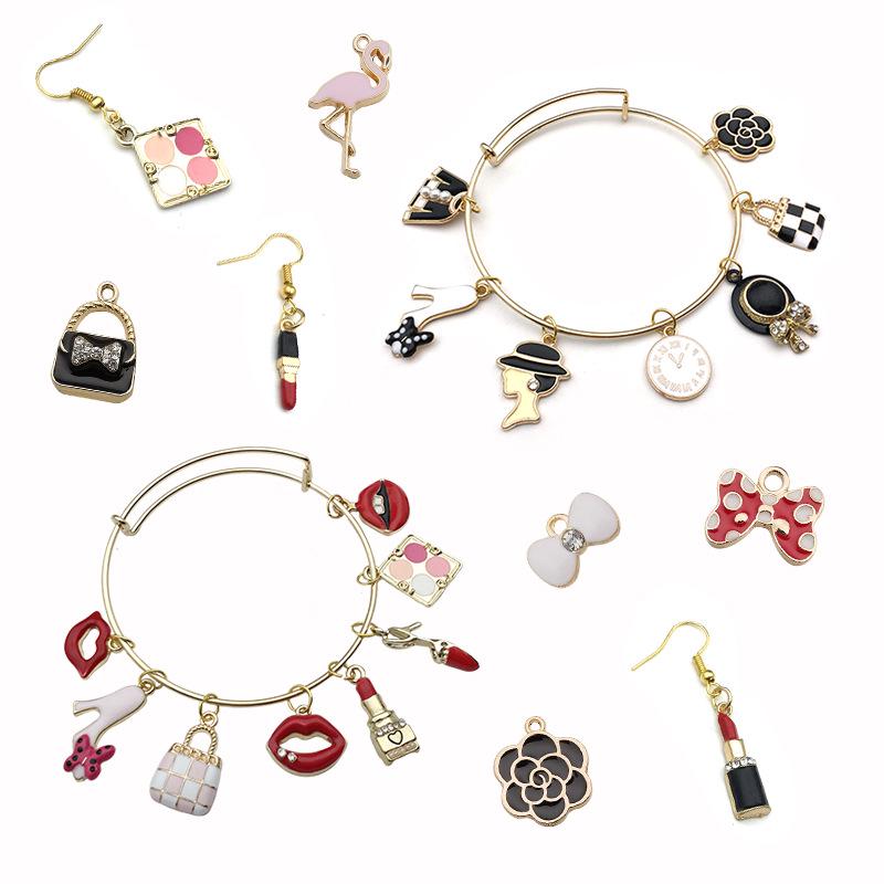 31-Piece Red Sheep Drip Oil Alloy Charms Set for DIY Earrings & Pendants