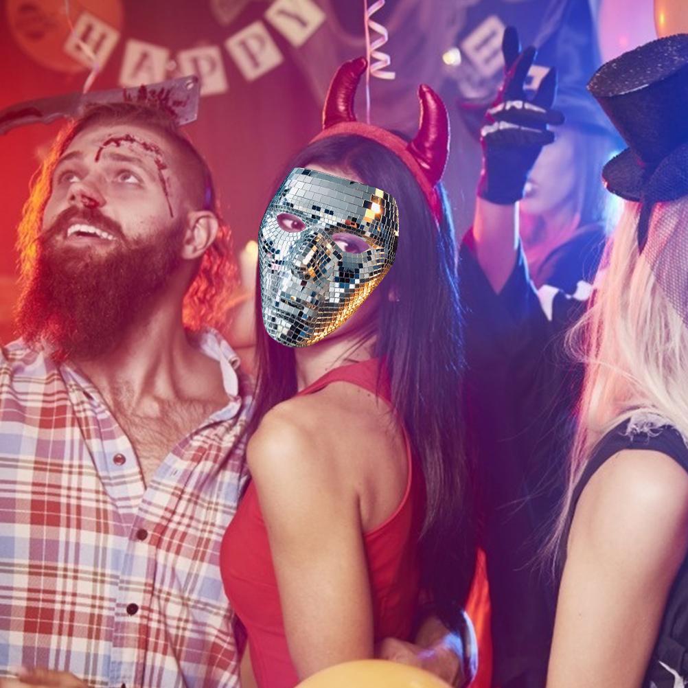 Disco Ball Glitter Face Cover Festival Masquerade Face Covering for DJ Stage Bar Party Holiday Decoration