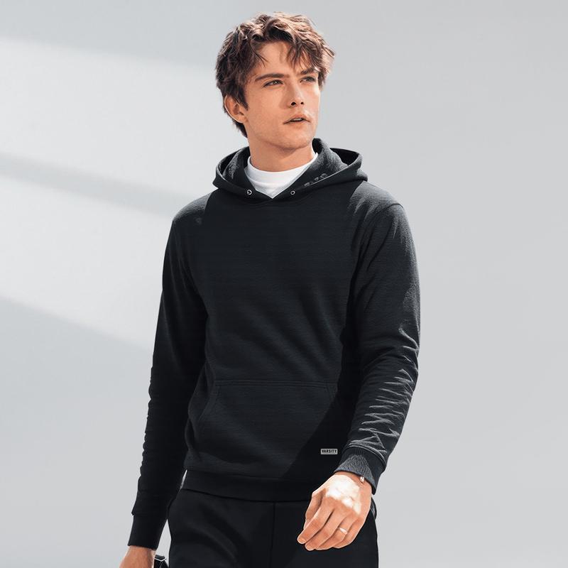 [Four fold buckle] Pinch fold design hooded sweatshirt for men in spring and autumn