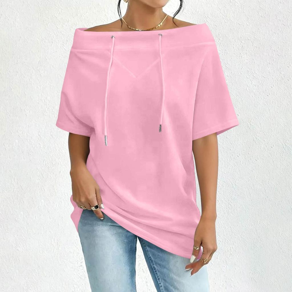 Women's Off Shoulder Neck Sweatshirt Loose Fit Casual Pullover Top