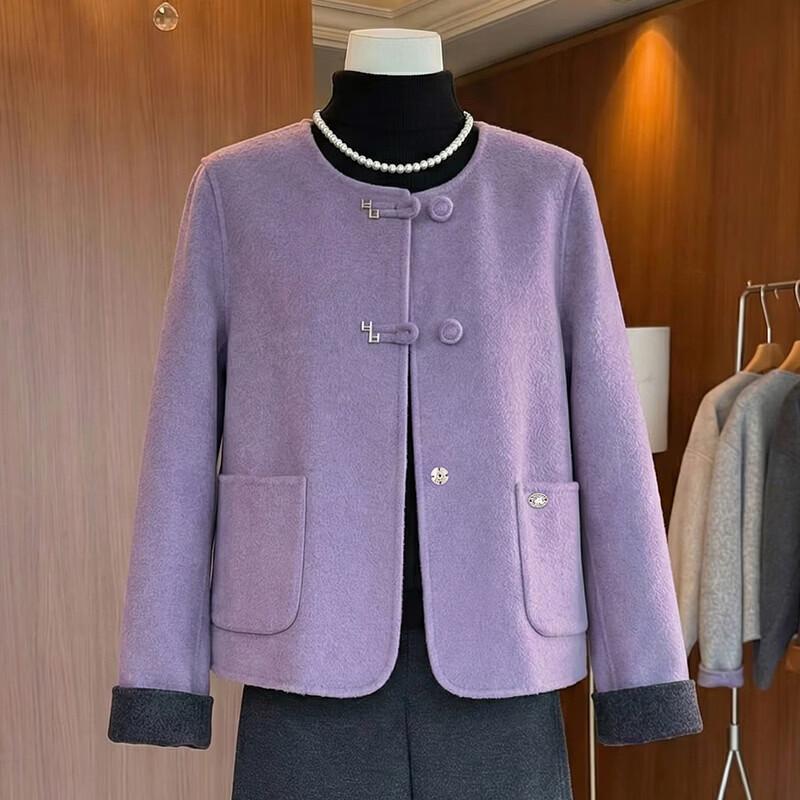 XUEXI 100% Wool Double-Faced Short Coat for Women 4XL