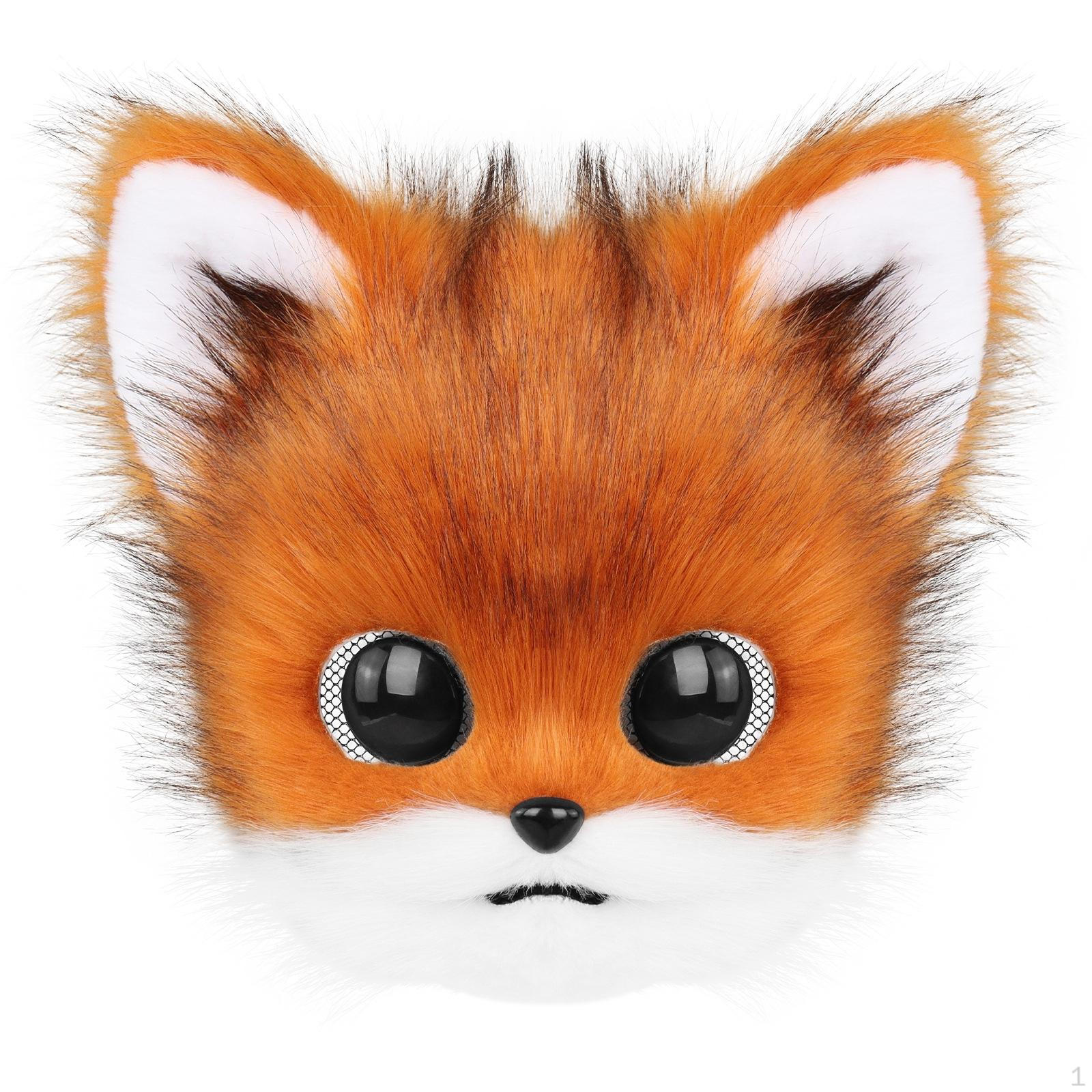 Wearable Vulpine Headpiece Furry SoftToy Canine Cosplay animal Mask Fox White
